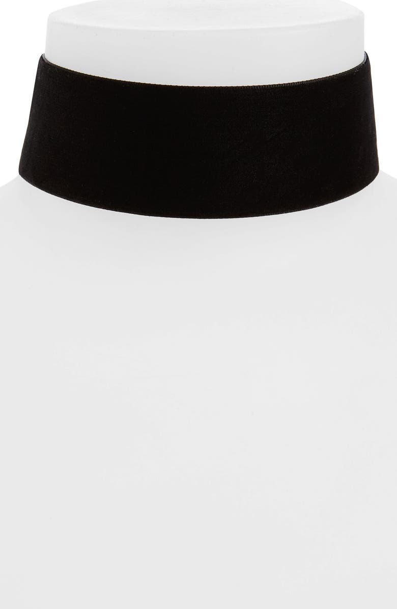 Topshop Thick Velvet Choker, Main, color,