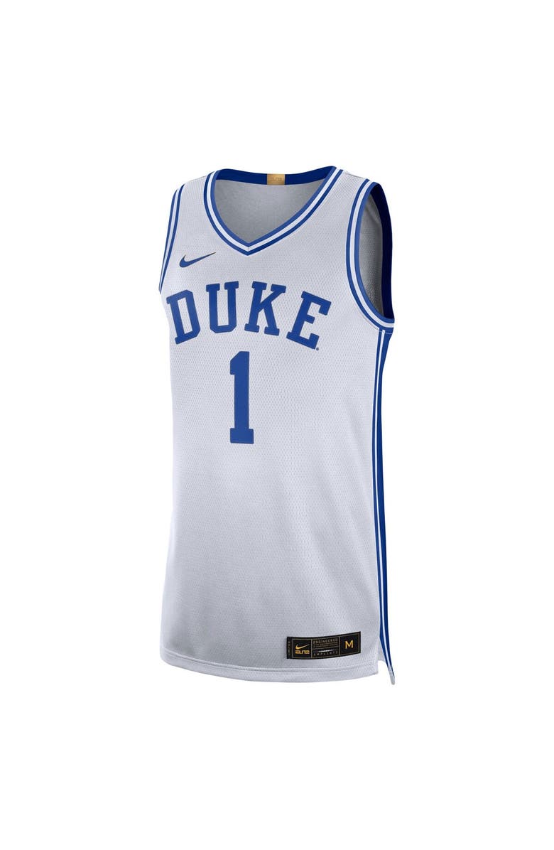 Nike Men's Nike #1 White Duke Blue Devils Limited Authentic Jersey, Alternate, color, 