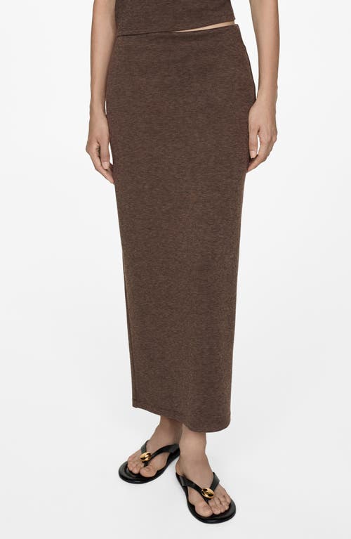 Shop Mango Knit Column Maxi Skirt In Brown