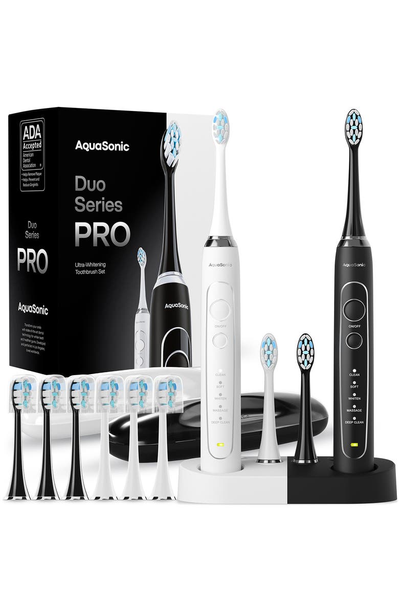 AQUASONIC Duo Series PRO Ultra-Whitening Electric Toothbrush, Main, color,
