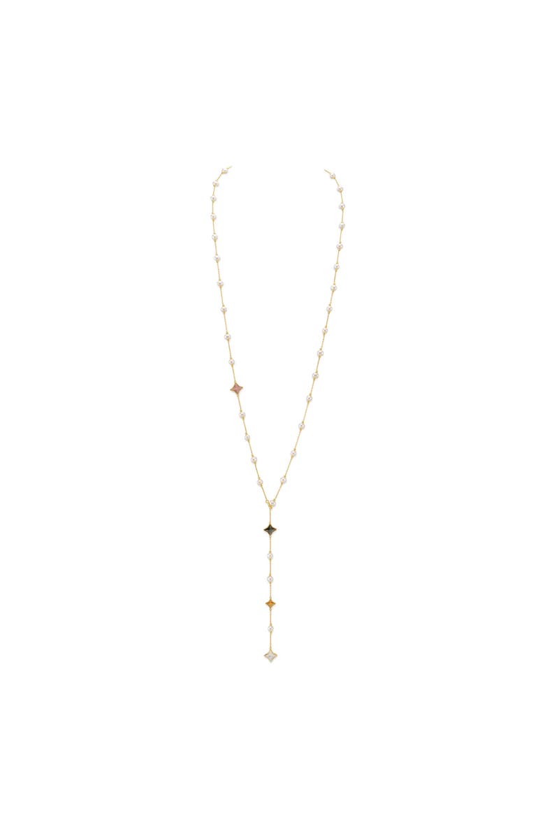 White Freshwater Pearl Anika Necklace, Main, color, Yellow Gold Fill