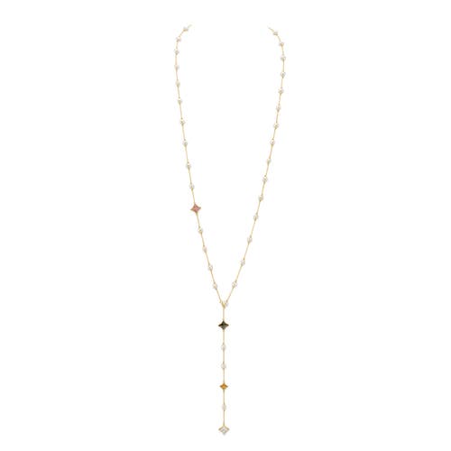 The Pearl Source White Freshwater Pearl Anika Necklace In Yellow Gold Fill