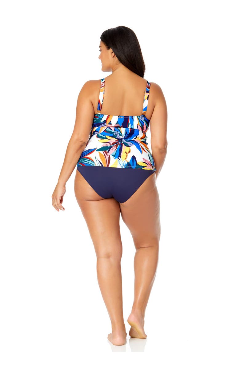Anne Cole Plus Women's Plus Riviera Floral Hidden Underwire Drape Front Tankini Swim Top, Alternate, color,