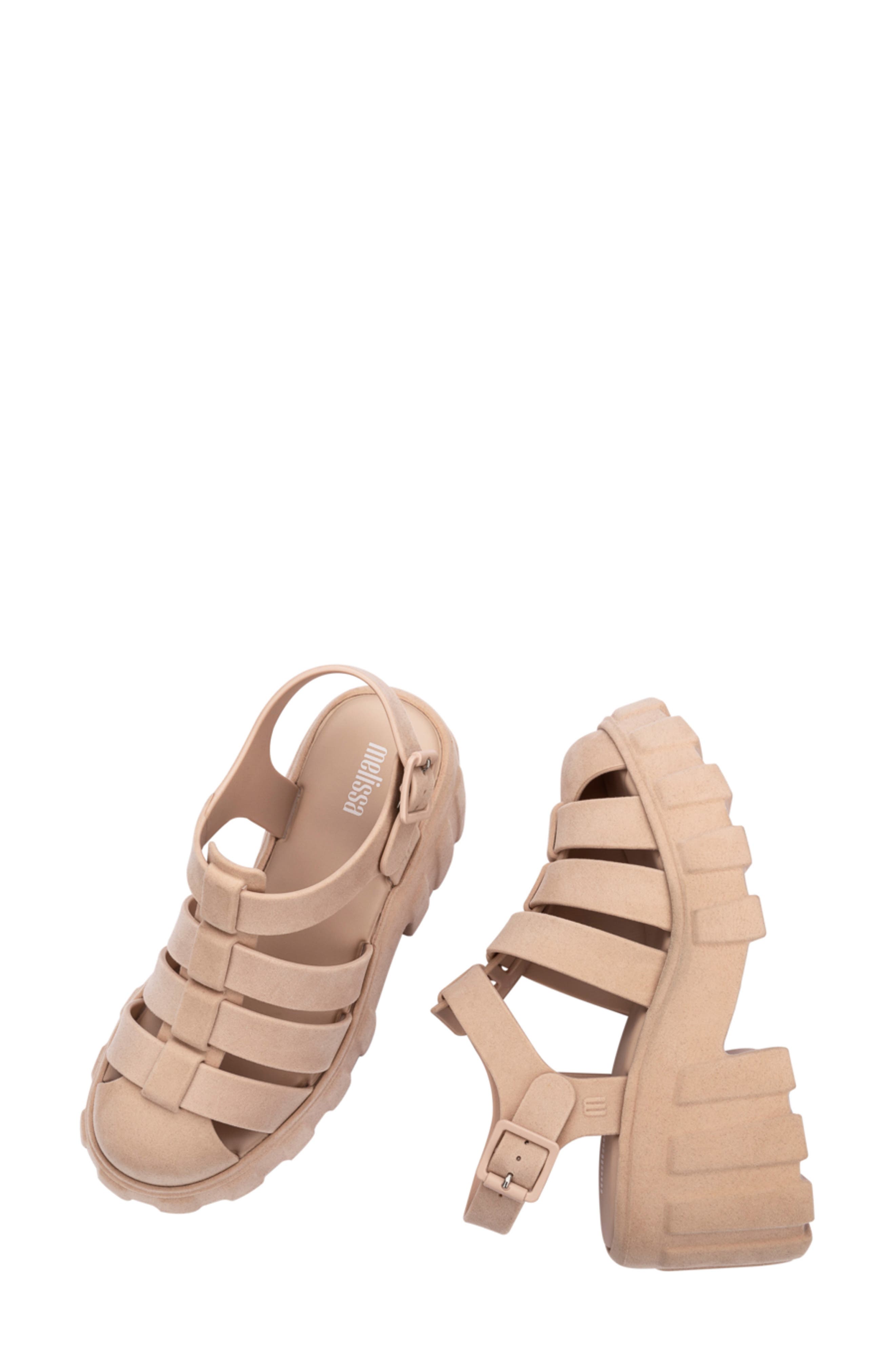 Melissa Megan Velvet Platform Fisherman Sandal, Alternate, color, Pink