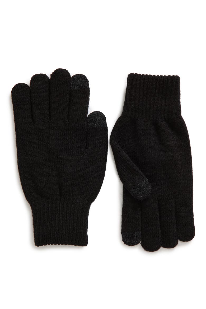 Essential Knit Gloves, Main, color, BLACK