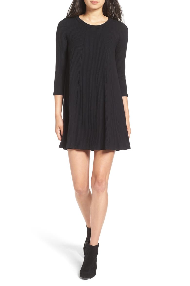 Leah' Shift Dress, Main, color, BLACK