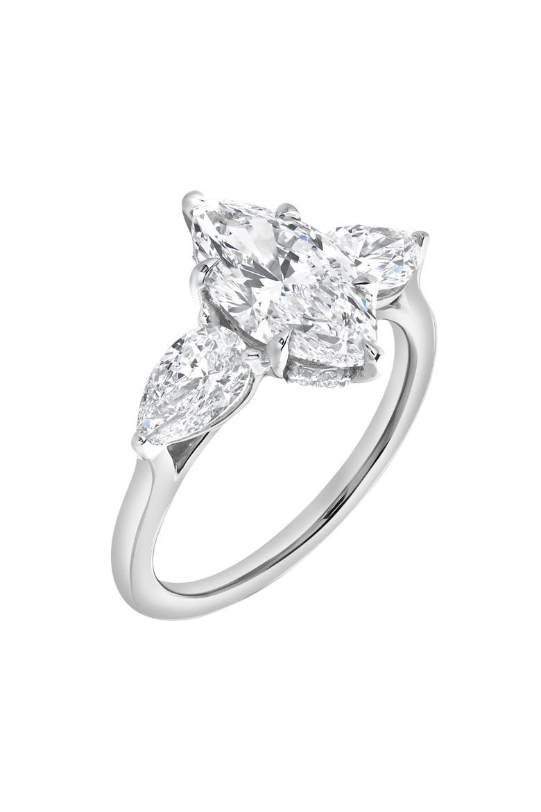 Fallon 3CT Marquise & Pear Three Stone Lab Diamond Ring 14K Gold, Alternate, color, 14K White Gold