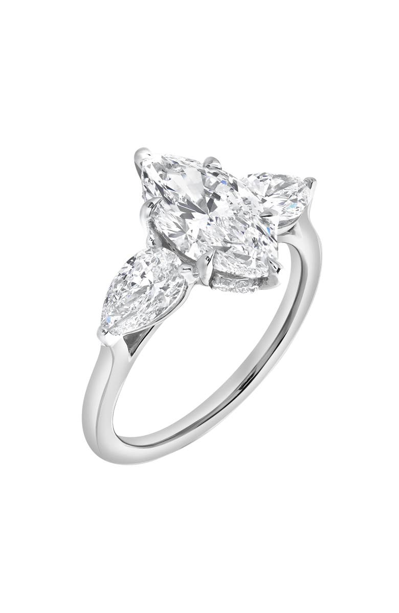 LuvMyJewelry Fallon 3CT Marquise & Pear Three Stone Lab Diamond Ring 14K Gold, Alternate, color, 14K White Gold