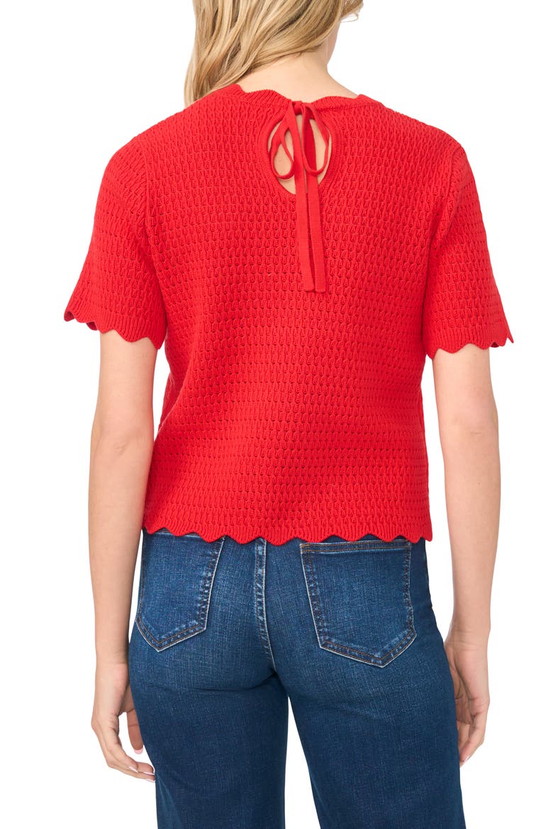 Pointelle Knit Scallop Trim Sweater, Alternate, color, CRUSHED RED