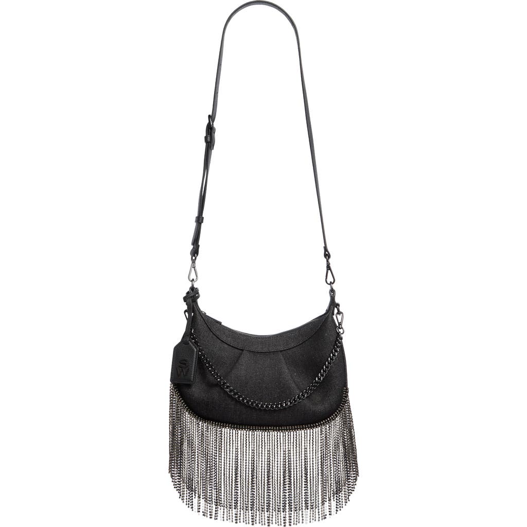 Stuart Weitzman Crescent Crystal Fringe Crossbody Bag