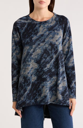 Patrizia Luca Long Sleeve Tunic Top In Blue
