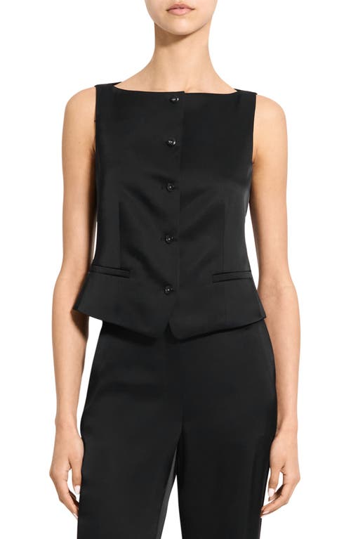 Theory Boat Neck Satin Vest In Black
