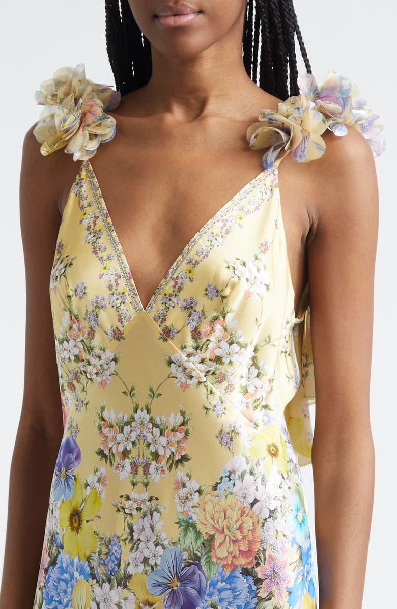 Camilla Darling Buds Bias Cut Silk Satin Maxi Slipdress, Alternate, color, Darling Buds