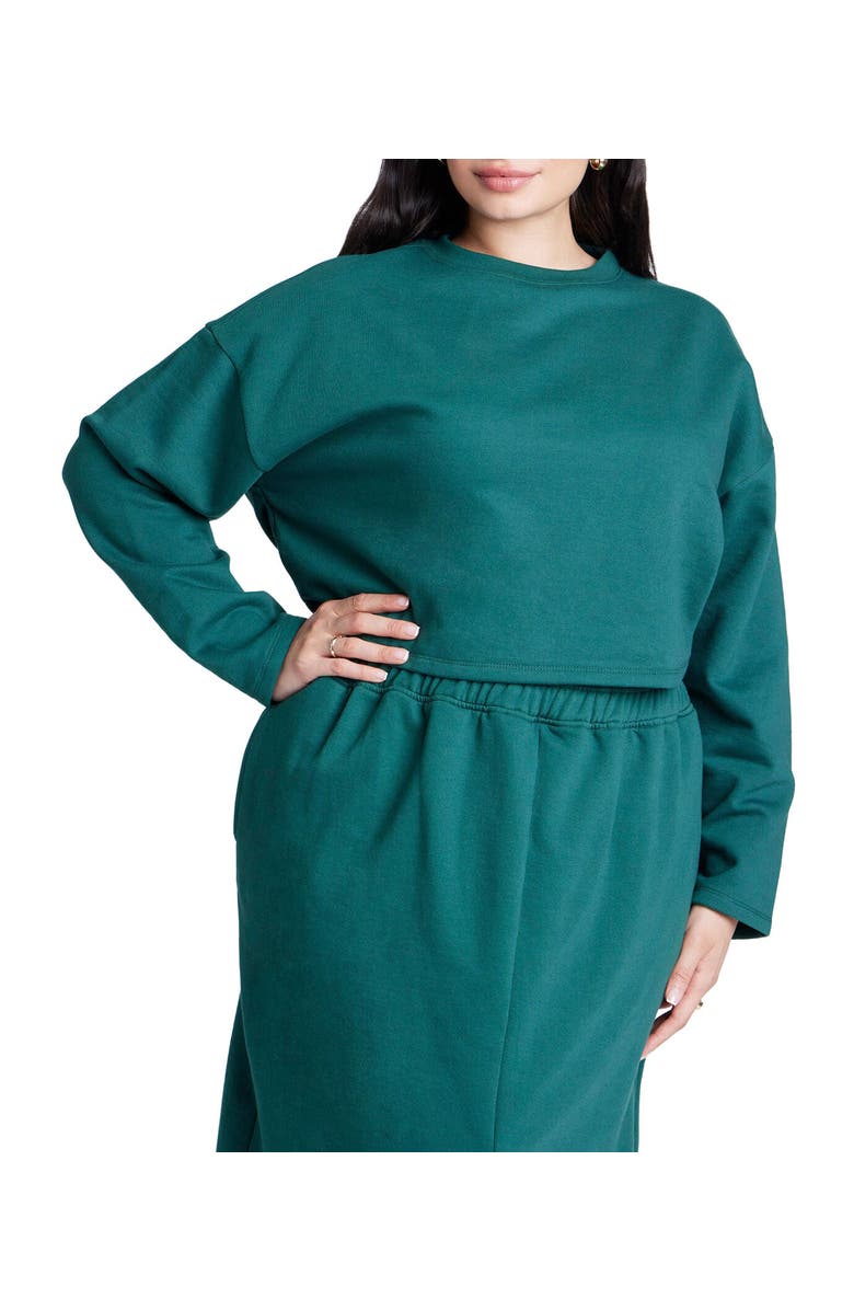 ELOQUII Oversized Cropped Sweatshirt, Main, color, Deep Pine Green
