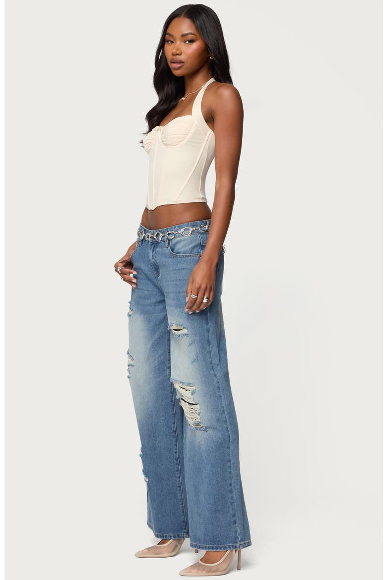 Frye Distressed Low Rise Jeans, Alternate, color, BLUE-WASHED