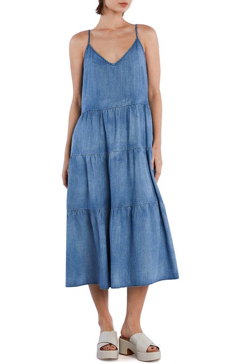 Felicity Flounce Tiered Denim Dress