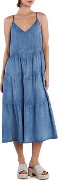 Wash Lab Denim Felicity Flounce Tiered Denim Dress