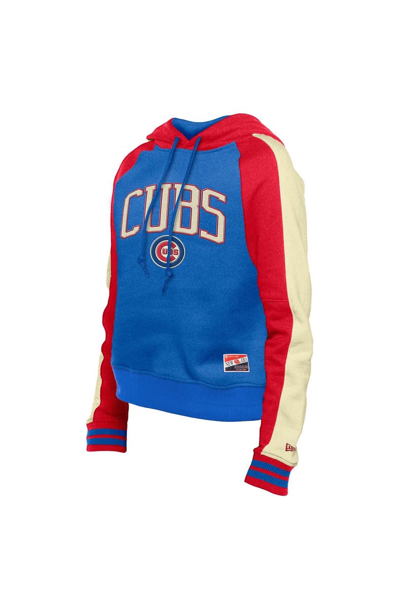 New Era Women's New Era  Royal Chicago Cubs Cooperstown Collection Cropped Raglan Pullover Hoodie, Alternate, color, Royal