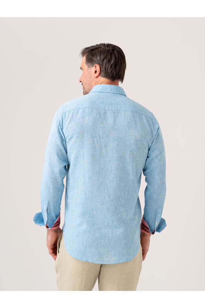 Cotton Linen Long Sleeve Shirt, Alternate, color, Sky Blue