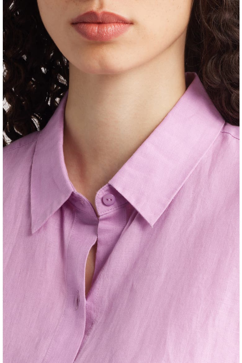 Classic Sleeveless Organic Linen Button-Up Shirt, Alternate, color, FRENCH LILAC
