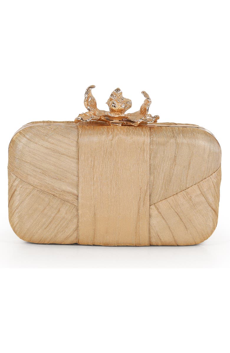 Jewel Badgley Mischka Leilani Gold Lame' Gusset Minaudiere, Main, color, Gold