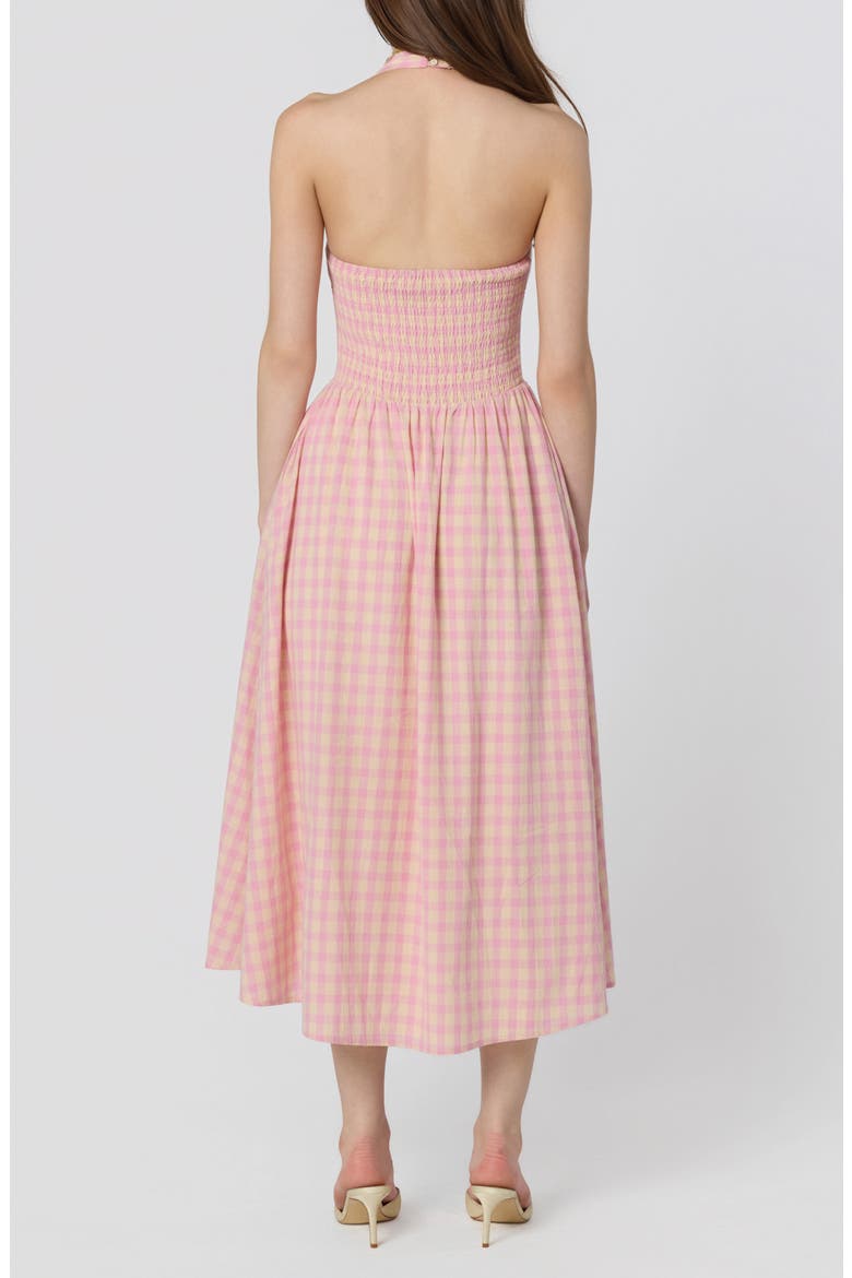 Marianna Halter Midi Dress, Alternate, color, PINK PLAID