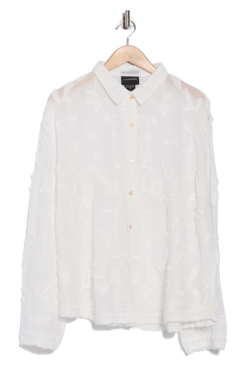 Embroidered Long Sleeve Button-Up Shirt, Alternate, color, WHITE