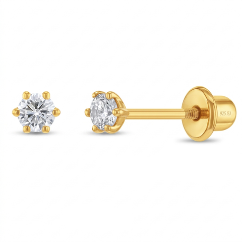 6 Pronged Plated Girl Earrings