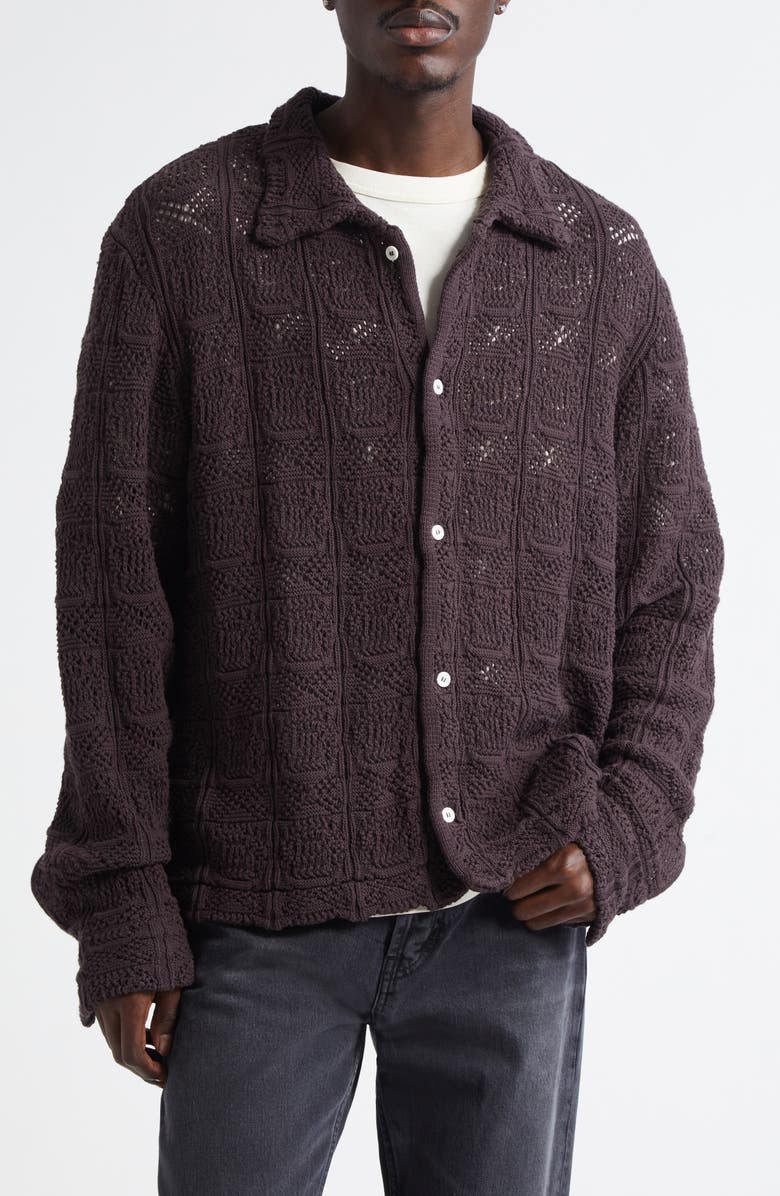 Séfr Myles Knit Overshirt, Main, color, Heavy Roast Knit