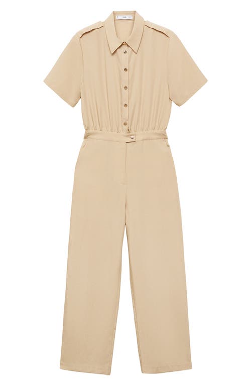 Mango Straight Leg Jumpsuit In Beige