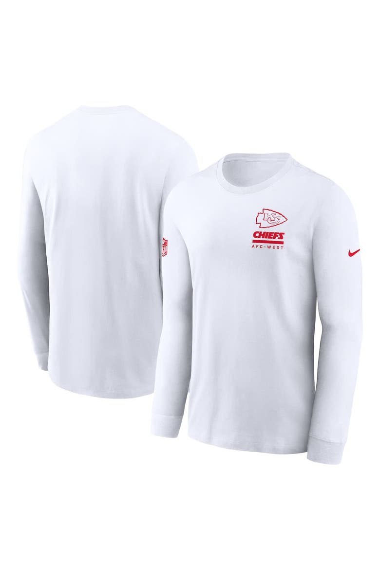Men's Nike White Kansas City Chiefs Sideline Performance Long Sleeve T-Shirt, Alternate, color, White