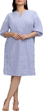 Foxcroft Alicia Stripe Crinkle Jacquard Shift Dress