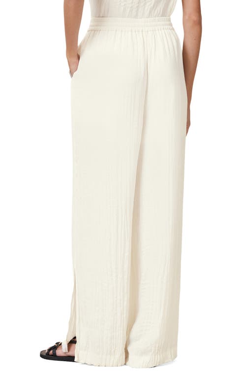 Allsaints Womens Caramin Crinkled-texture Woven Trousers Gardenia Cream In Gardenia Cream