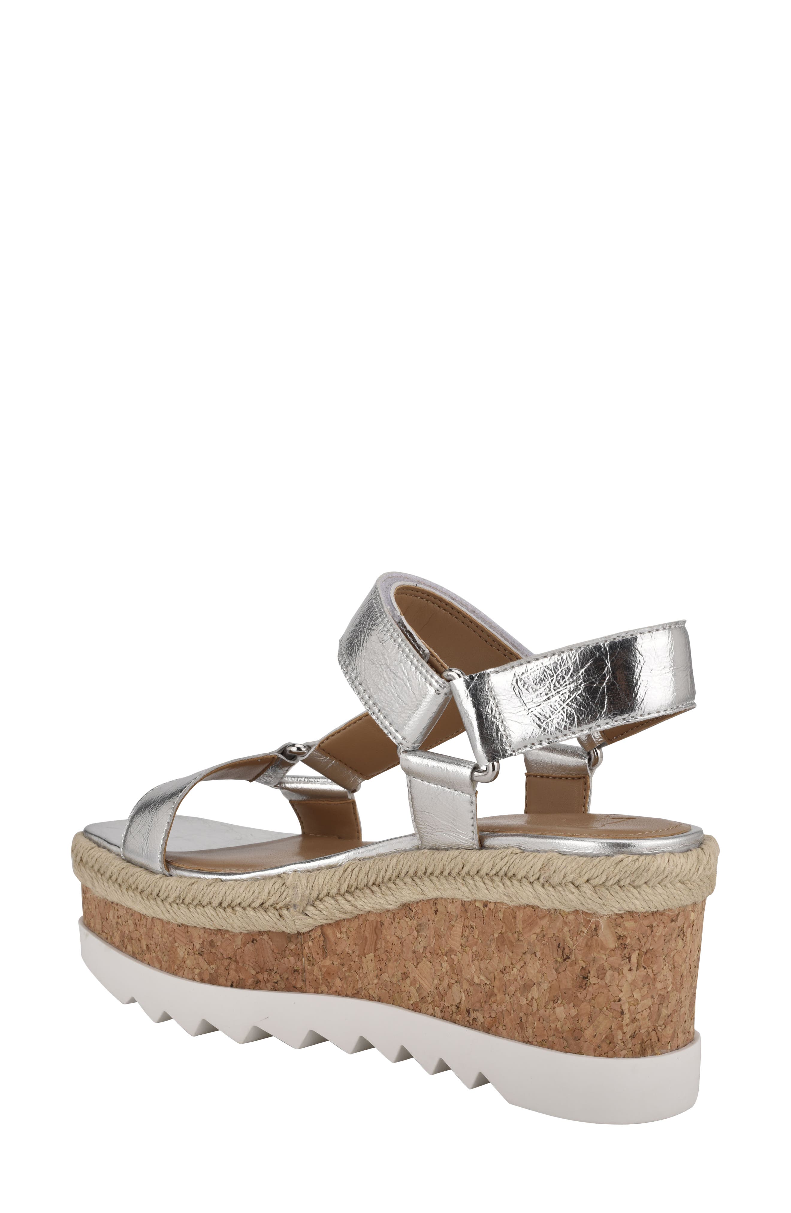 Gylian Platform Wedge Sandal, Alternate, color, SILVER LEATHER