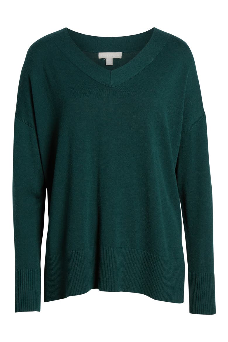 V-Neck Sweater, Alternate, color, GREEN PONDEROSA
