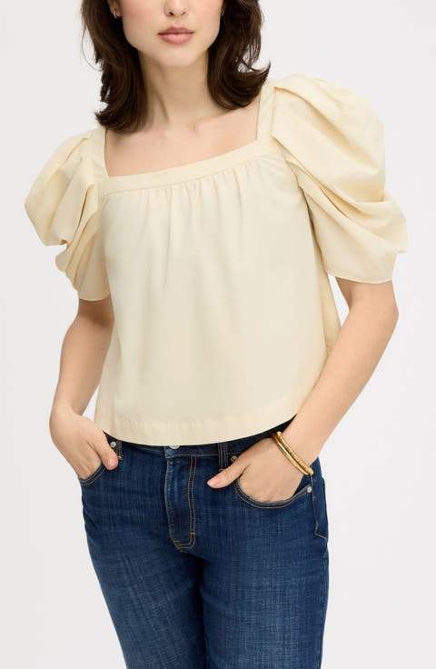 Puff Sleeve Square Neck Top