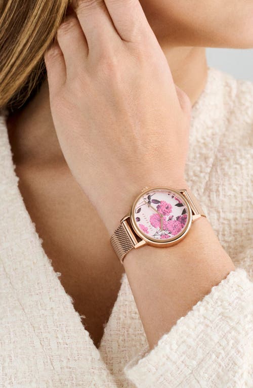 Ted Baker Phylipa Recycled Stainless Steel Mesh Strap Watch, 36mm In Rose Goldone