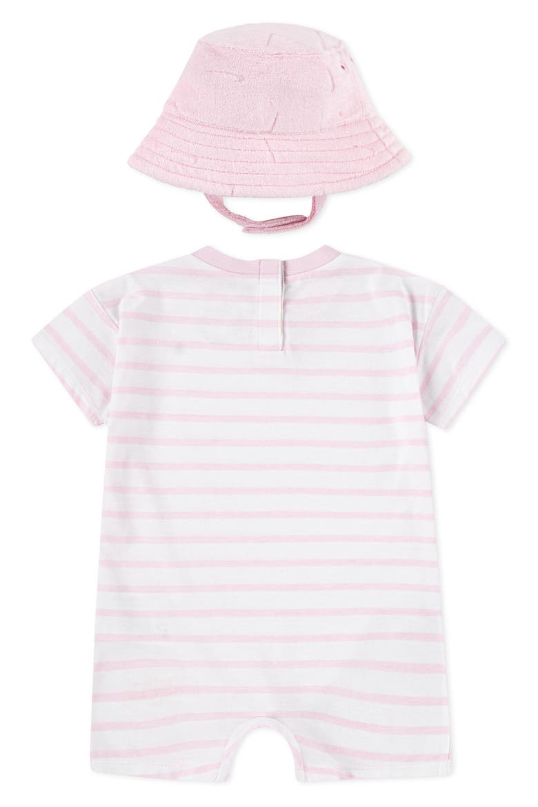 Cotton Blend Terry Romper & Hat Set, Alternate, color, PINK FOAM