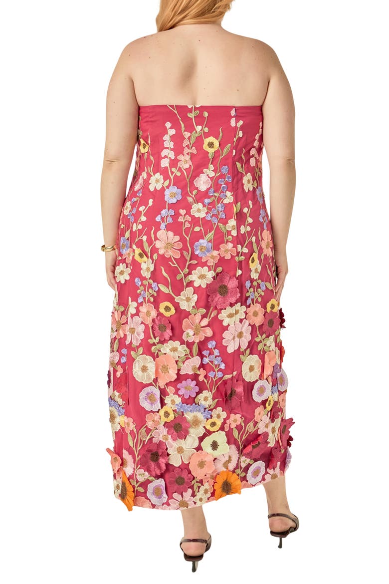 Floral Embroidered Strapless Maxi Dress, Alternate, color, MULBERRY