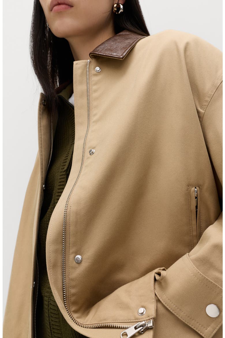 Cotton Blend Twill Bomber Jacket, Alternate, color, LIGHT CARAMEL BROWN