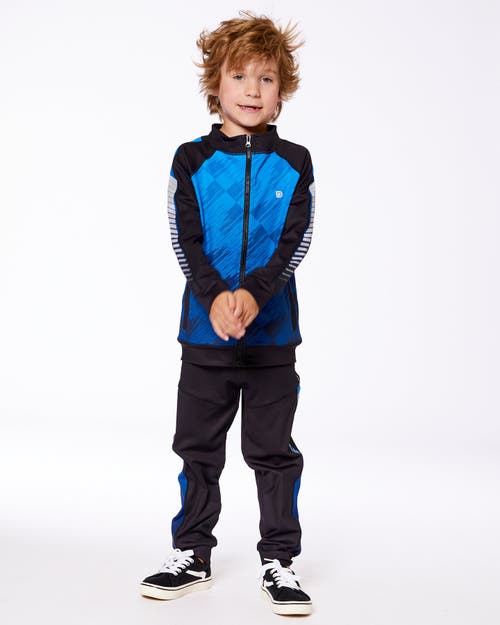 Deux Par Deux Little Boy's Athletic Pants Blue And Black In Blue