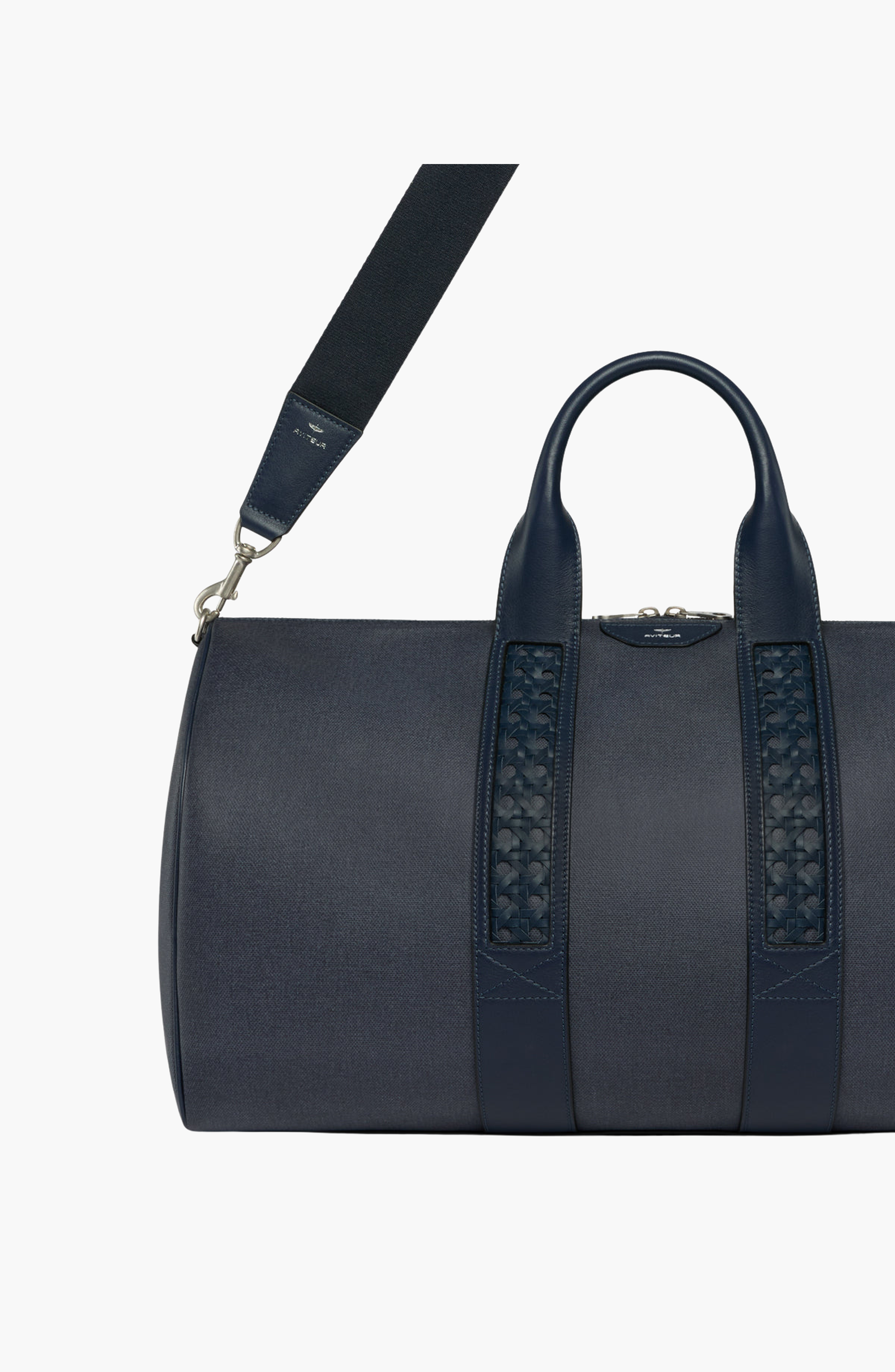 Aviteur Water-Resistant Canvas Leather Newport Duffle, Alternate, color, Blu Nautico