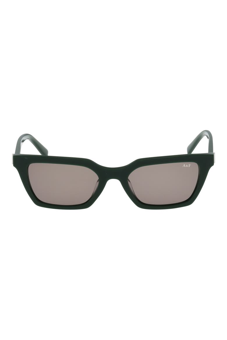 52mm Cat Eye Sunglasses, Main, color, SHINY DARK GREEN / GREEN