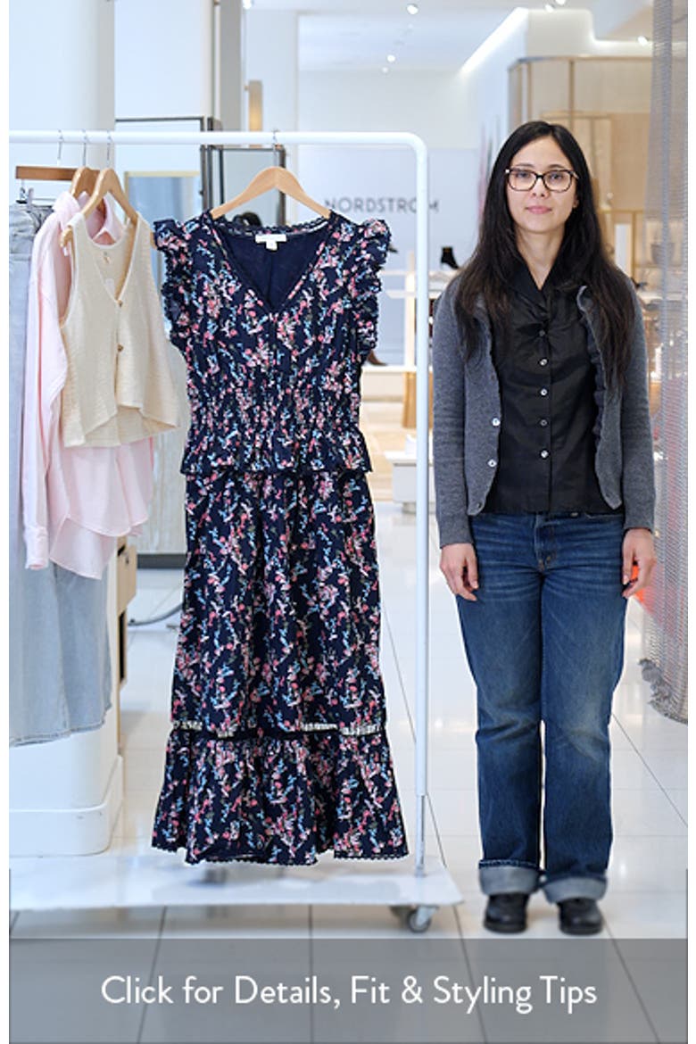 Floral Flutter Sleeve Peplum Dress video