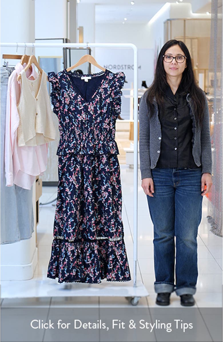 Floral Flutter Sleeve Peplum Dress, sales video thumbnail