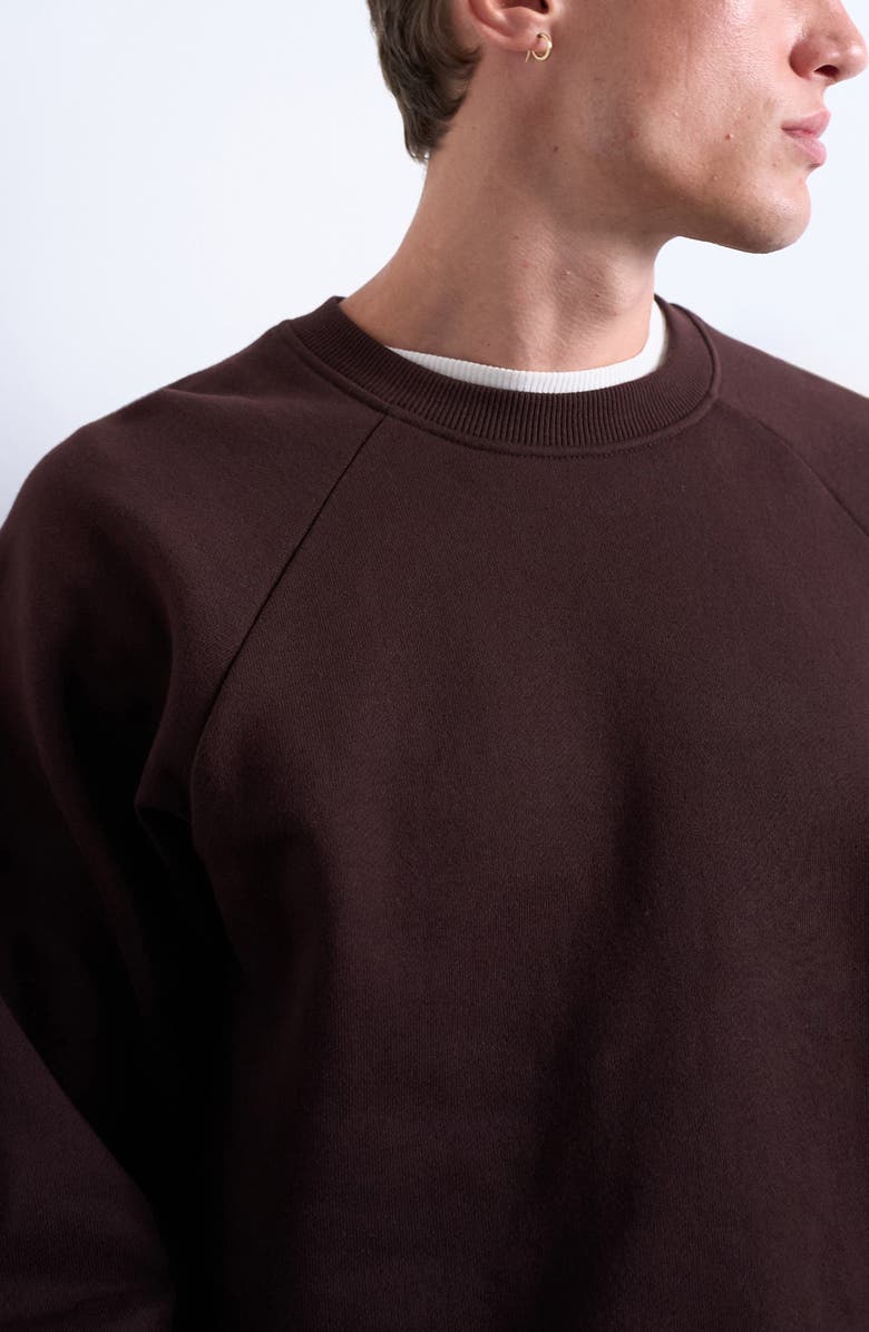 Topman Boxy Raglan Sleeve Sweatshirt, Alternate, color, Brown