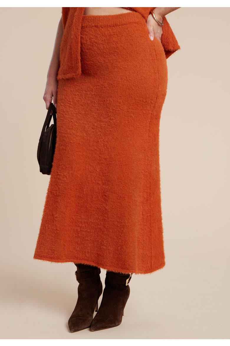 Fuzzy Maxi Sweater Skirt, Alternate, color, ORANGE BRONZE