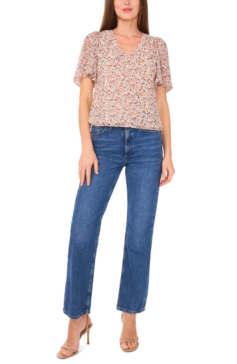 1.STATE Floral Flutter Sleeve Top, Alternate, color, Vanilla Ice