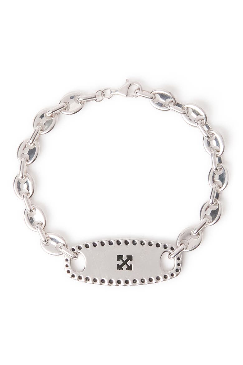 Quotable Logo Mariner Chain Bracelet, Main, color, SILVER