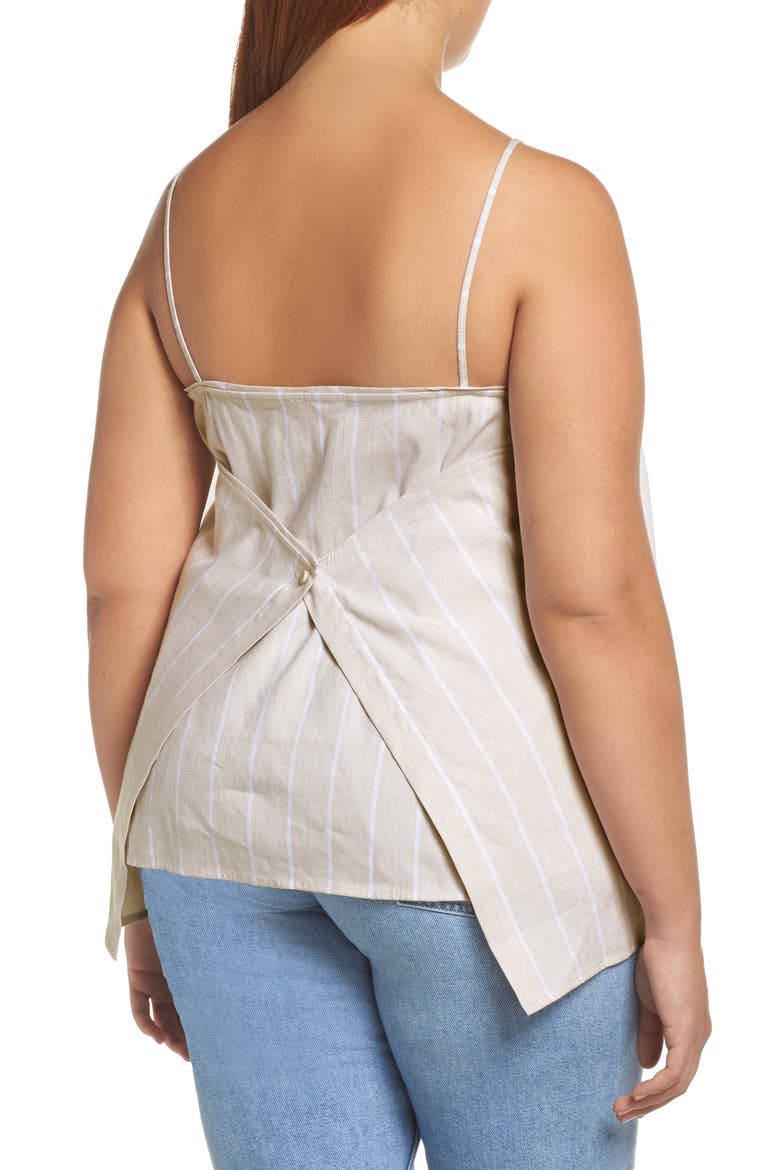 Button Back Camisole, Alternate, color, BEIGE MORN RETRO STRIPE